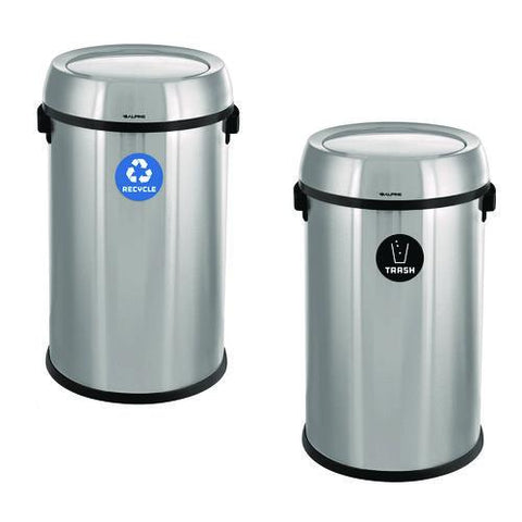 17 Gallon Stainless Steel Indoor Recycling Receptacle And Trash Station Swivel Lids