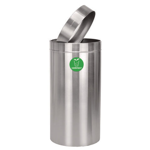 27 Gallon Stainless Steel Compost Can, Brushed Stainless Steel