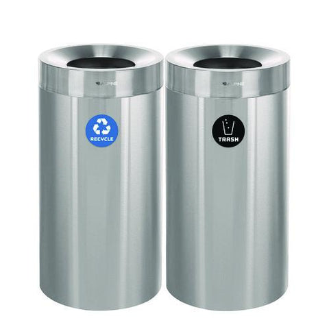 27 Gallon Stainless Steel Recycling Can And Trash Receptacle, Brushed Stainless Steel