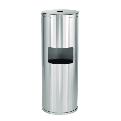 Stainless Steel 7 Gal Trash Can With Gym Disinfecting Wipes Dispenser