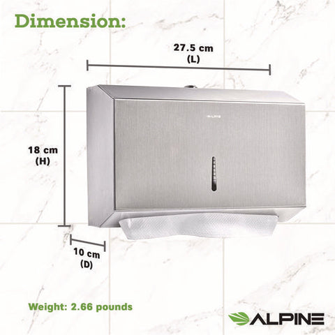 Horizontal C-fold/multi-fold Paper Towel Dispenser, 7.08 X 3.93 X 10.82, Brushed Nickel