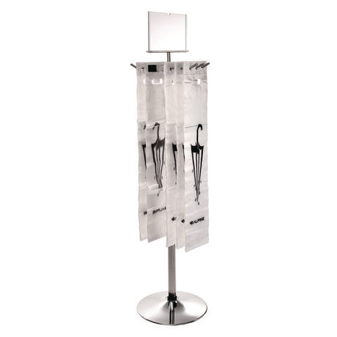 Wet Umbrella Bag Wrapper Stand With 100 Long Bags, Stainless Steel, 12 X 12 X 48, Silver