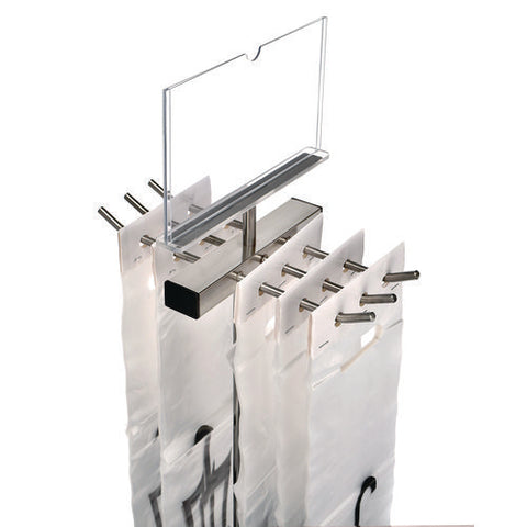 Wet Umbrella Bag Wrapper Stand With 100 Long Bags, Stainless Steel, 12 X 12 X 48, Silver