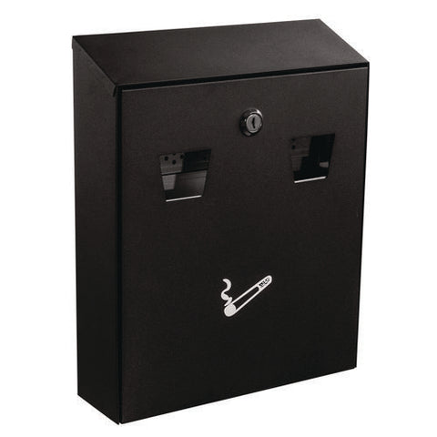 Wall-mounted Safe Cigarette Disposal Station Outdoor Ashtray, Stainless Steel, Black