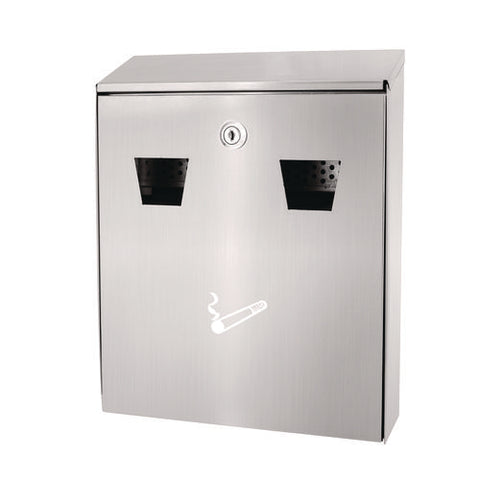 Wall-mounted Safe Cigarette Disposal Station Outdoor Ashtray, Stainless Steel