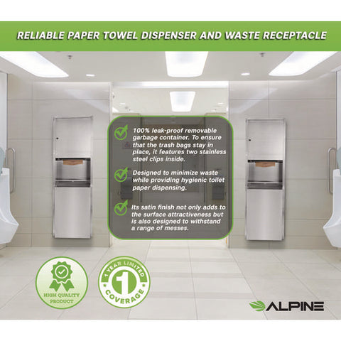 Stainless Steel Recessed Paper Towel Dispenser With Waste Receptacle, 56 X 4 X 17