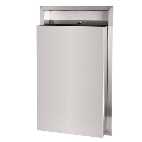 Stainless Steel Recessed 12 Gal Leak-proof Waste Receptacle, Brushed Stainless Steel