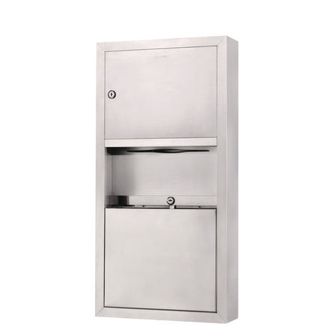 Stainless Steel Surface-mounted Paper Towel Dispenser With Waste Receptacle, 28 X 4 X 14