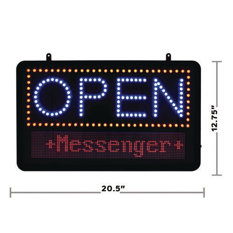 Led Programmable Message Board Open Sign, 22 X 13, Black Frame, Blue/red Graphics