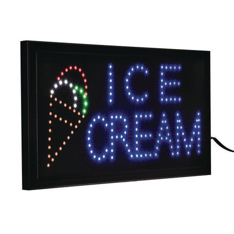 Led Rectangular Ice Cream Sign, 19 X 10, Black Frame, Blue/green/orange/red/white Graphics
