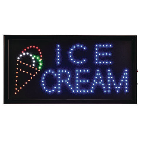 Led Rectangular Ice Cream Sign, 19 X 10, Black Frame, Blue/green/orange/red/white Graphics