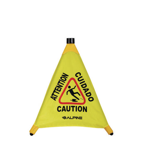 Tri-fold Multi-lingual Pop-up Wet Floor Sign, 2.95 X 2.55 X 20, Yellow