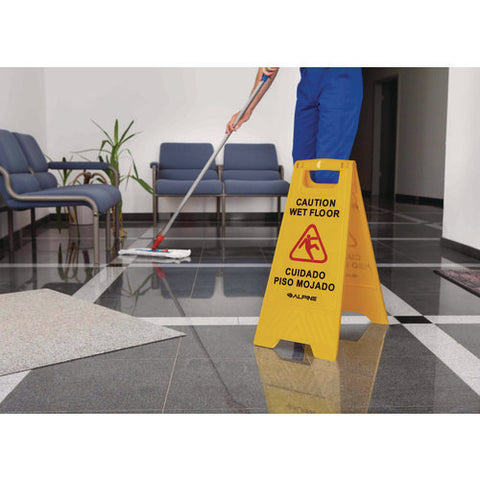 Bilingual Caution Wet Floor Sign, 11.8 X 0.7 X 24.6, Yellow, 3/carton