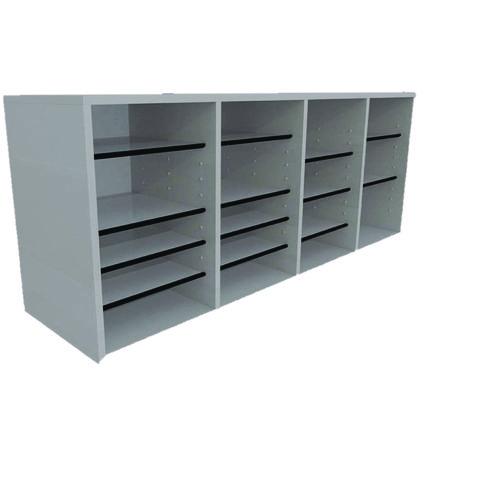 Wood Adjustable 24 Compartment Literature Organizer, 24 Sections, Letter Size, 39.3 X 11.8 X 16.3, White