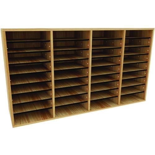 Wood Adjustable 36 Compartment Literature Organizer, 36 Sections, Letter Size, 39.3 X 11.8 X 23.9, Medium Oak