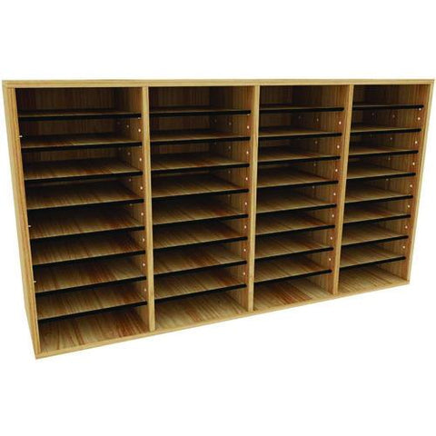 Wood Adjustable 36 Compartment Literature Organizer, 36 Sections, Letter Size, 39.3 X 11.8 X 23.9, Medium Oak