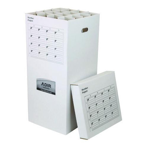 16 Slot Blueprint Rolled File Upright Storage Box, 16 Compartments, 17.5 X 17.5 X 37, White