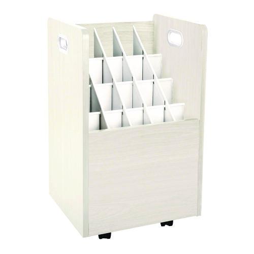 20-slot Mobile Rolling Wood Blueprint Storage Cabinet Roll File Large Document Organizer, 15.25 X 13.25 X 24.75, White