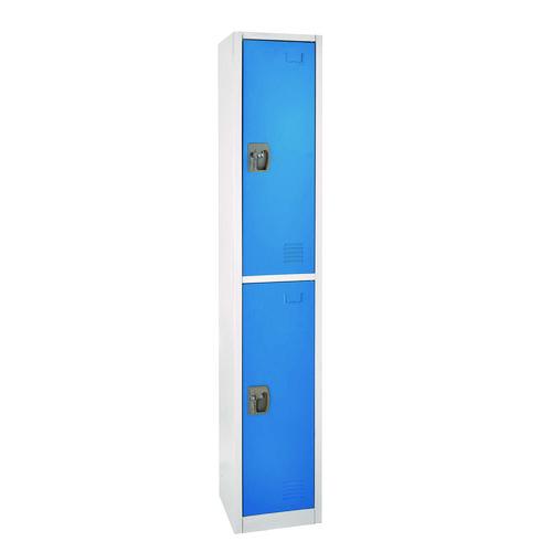 Steel Storage Locker, 2 Compartment, 12 X 12 X 72, Blue