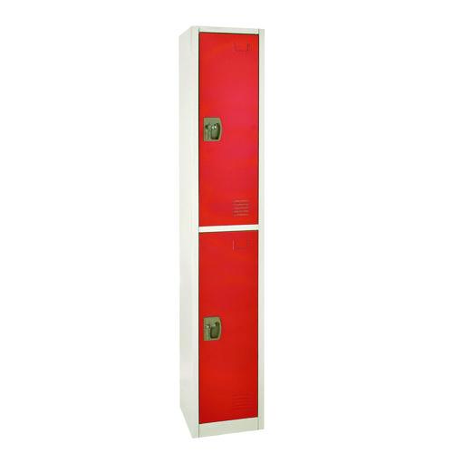 Steel Storage Locker, 2 Compartment, 12 X 12 X 72, Red