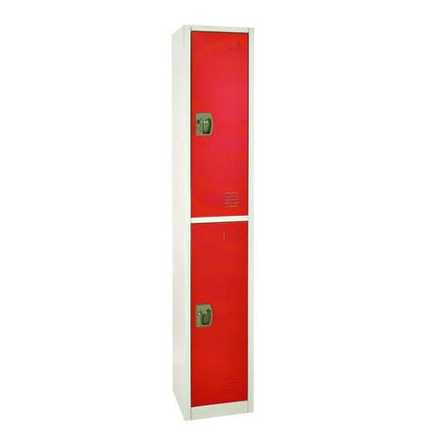 Steel Storage Locker, 2 Compartment, 12 X 12 X 72, Red