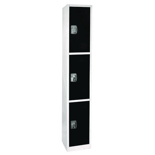 Steel Storage Locker, 3 Compartment, 12 X 12 X 72, Black