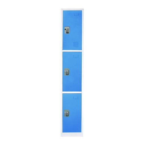Steel Storage Locker, 3 Compartment, 12 X 12 X 72, Blue