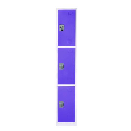 Steel Storage Locker, 3 Compartment, 12 X 12 X 72, Purple