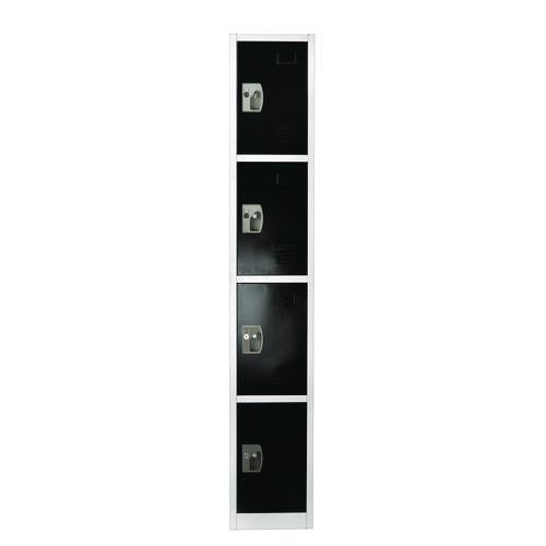 Steel Storage Locker, 4 Compartment, 12 X 12 X 72, Black