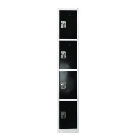 Steel Storage Locker, 4 Compartment, 12 X 12 X 72, Black