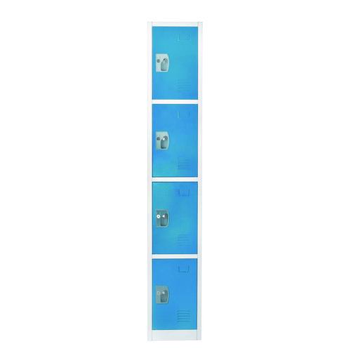 Steel Storage Locker, 4 Compartment, 12 X 12 X 72, Blue