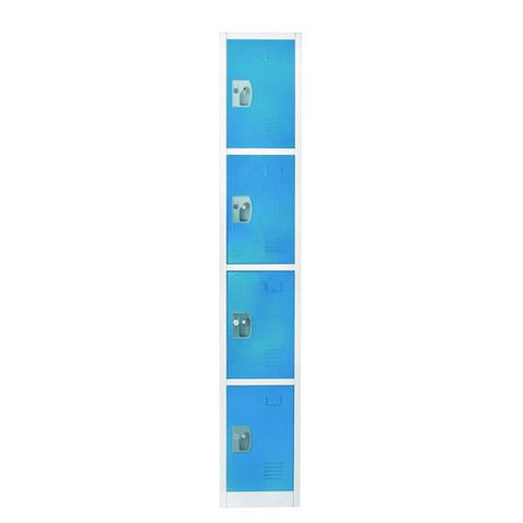 Steel Storage Locker, 4 Compartment, 12 X 12 X 72, Blue