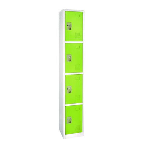 Steel Storage Locker, 4 Compartment, 12 X 12 X 72, Green
