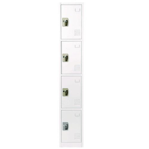 Steel Storage Locker, 4 Compartment, 12 X 12 X 72, White