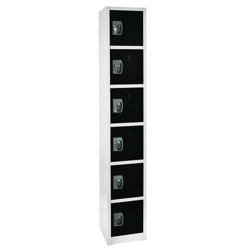 Steel Storage Locker, 6 Compartment, 12 X 12 X 72, Black