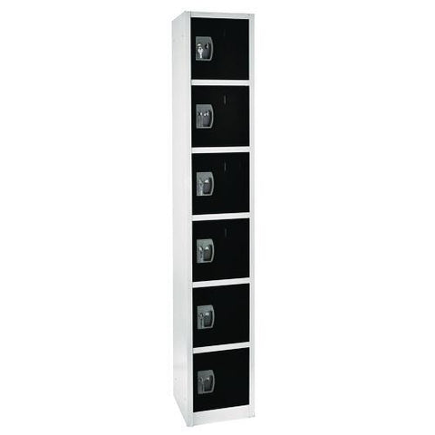 Steel Storage Locker, 6 Compartment, 12 X 12 X 72, Black