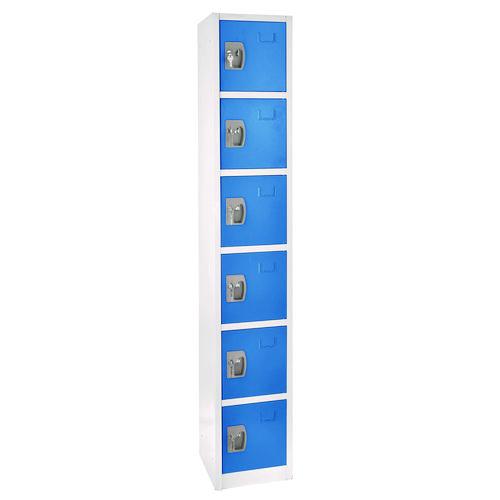 Steel Storage Locker, 6 Compartment, 12 X 12 X 72, Blue