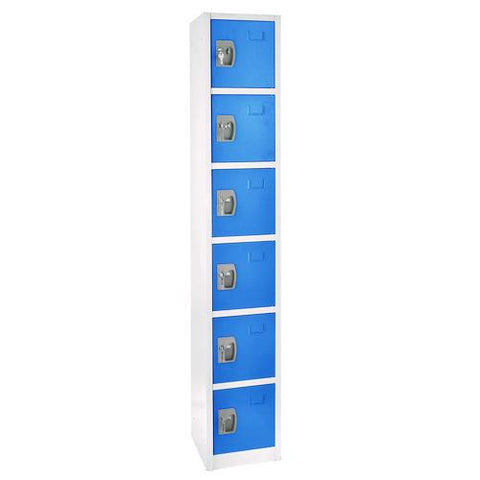 Steel Storage Locker, 6 Compartment, 12 X 12 X 72, Blue