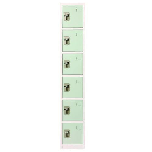 Steel Storage Locker, 6 Compartment, 12 X 12 X 72, Misty Green