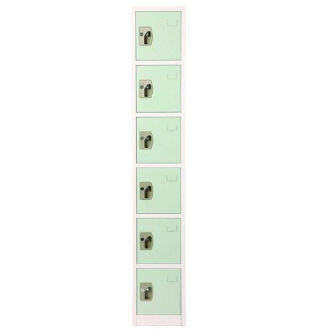 Steel Storage Locker, 6 Compartment, 12 X 12 X 72, Misty Green