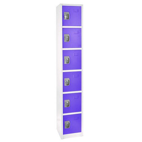 Steel Storage Locker, 6 Compartment, 12 X 12 X 72, Purple
