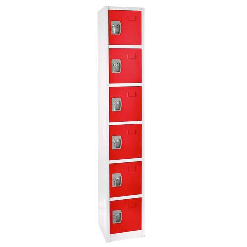 Steel Storage Locker, 6 Compartment, 12 X 12 X 72, Red