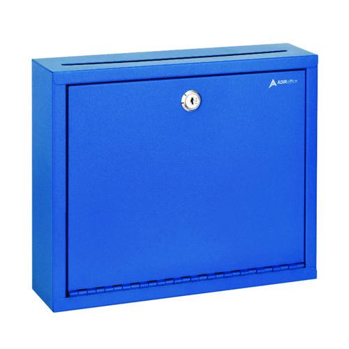 Large Size Steel Multi-purpose Secure Drop Box, 12 X 3 X10, Blue