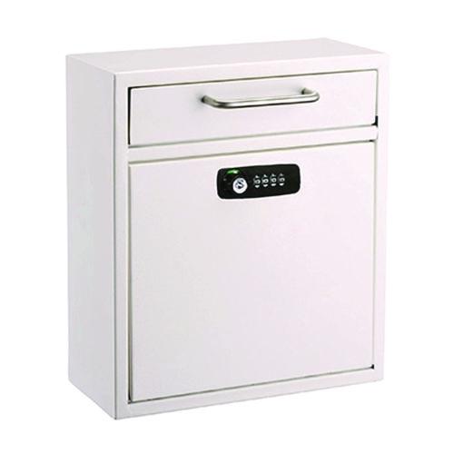 Medium Secure Drop Box Wall Mounted Locking Mail Box With Key And Combination Lock, 10.51 X 4.72 X 12, White