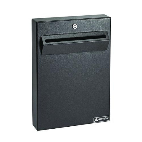 Large Wall Mounted Weatherproof Steel Secure Drop Box, 11 X 2.4 X 16, Black