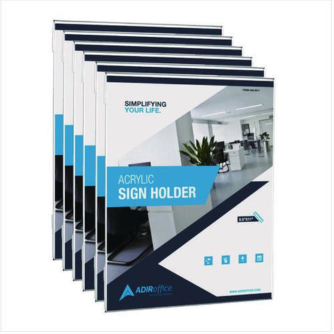 Wall Mount Side-loading Acrylic Sign Holders, 8 X 11, Clear Frame, 6/pack