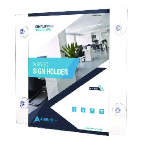 Clear Suction Acrylic Window Sign Holder, 8 X 11, Clear Frame, 2/pack