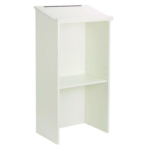 Wood Stand-up Podium Lectern Speaker Stand, 23 X 15 X 45.8, White