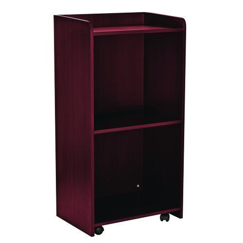 Wood Mobile Presentation Lectern Speaker Stand With Shelves, 22.44 X 16.53 X 45.98, Mahogany