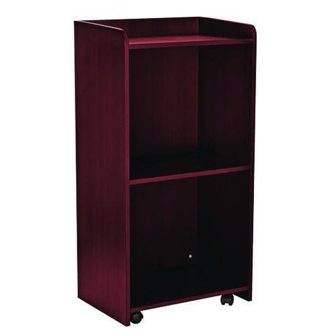Wood Mobile Presentation Lectern Speaker Stand With Shelves, 22.44 X 16.53 X 45.98, Mahogany